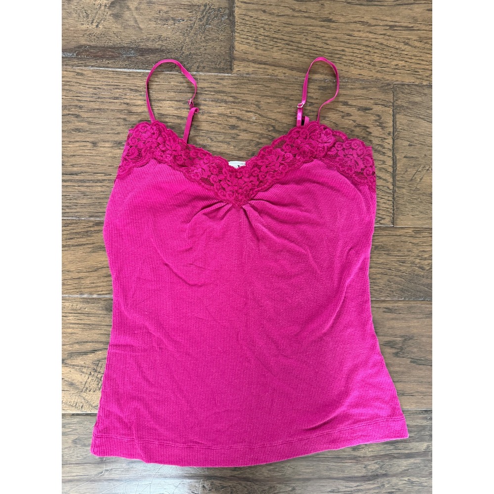 Worthington Stretch Ribbed Lace Trim Camisole Tank Top‎ Medium